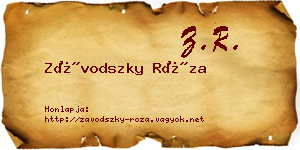 Závodszky Róza névjegykártya